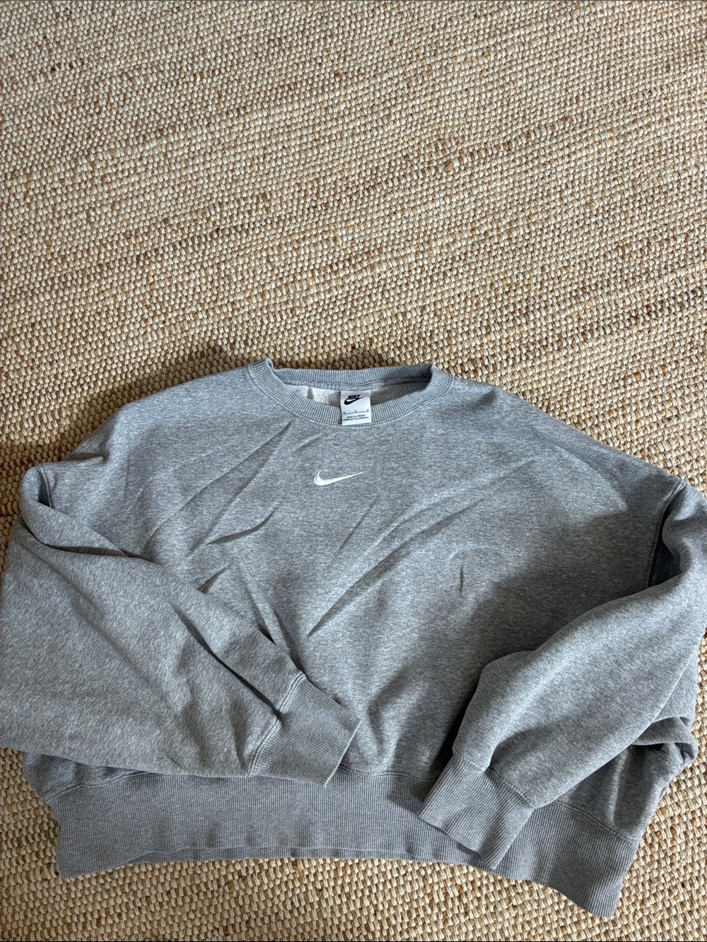 Nike Gray Crewneck Sweatshirt with White Swoosh